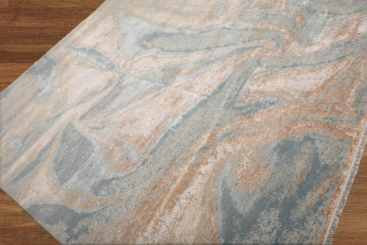 Celeste Rugs Hand Knotted 100% Wool 8x10 Tibetan Sherpa Modern & Contemporary Oriental Area Rug Beige Blue Color