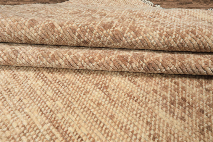 10x14 Tan, Beige, Ivory Color Hand Knotted Tibetan? Wool Transitional Oriental Rug