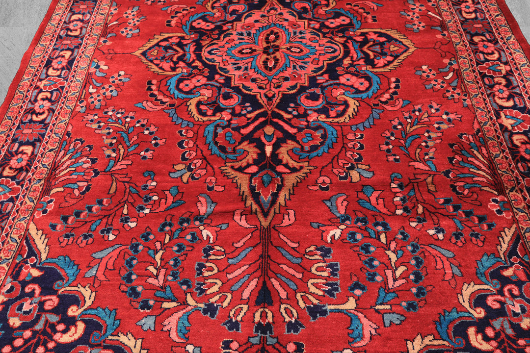 7x10 Red, Navy, Pink Color Hand Knotted Lilihan Wool Traditional Oriental Rug