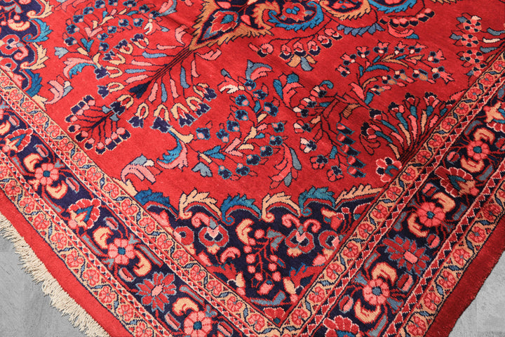 7x10 Red, Navy, Pink Color Hand Knotted Lilihan Wool Traditional Oriental Rug