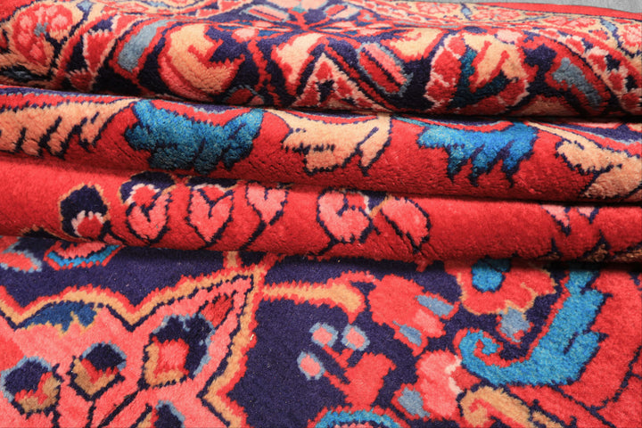7x10 Red, Navy, Pink Color Hand Knotted Lilihan Wool Traditional Oriental Rug