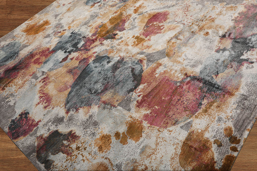 Celeste Rugs 8x10 Hand Knotted Wool & Bamboo Silk Tibetan Sherpa Modern & Contemporary Oriental Area Rug Beige Gray Color