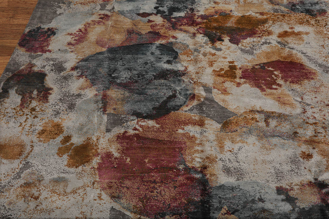 Celeste Rugs 8x10 Hand Knotted Wool & Bamboo Silk Tibetan Sherpa Modern & Contemporary Oriental Area Rug Beige Gray Color