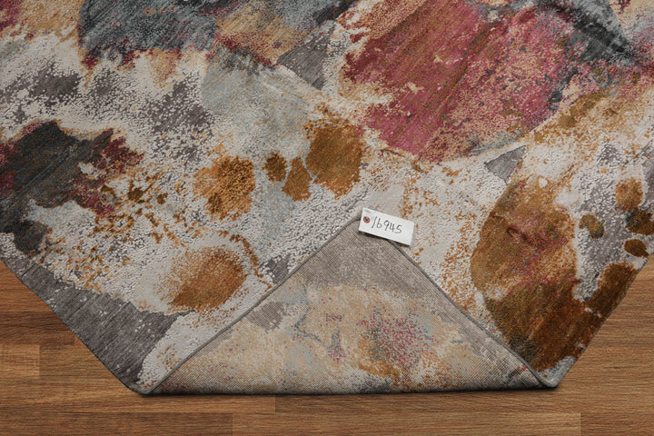 Celeste Rugs 8x10 Hand Knotted Wool & Bamboo Silk Tibetan Sherpa Modern & Contemporary Oriental Area Rug Beige Gray Color