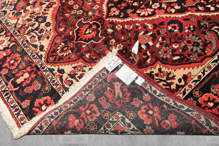 7x10 Rust, Ivory, Midnight Blue Color Hand Knotted Bakhtiari Wool Traditional Oriental Rug