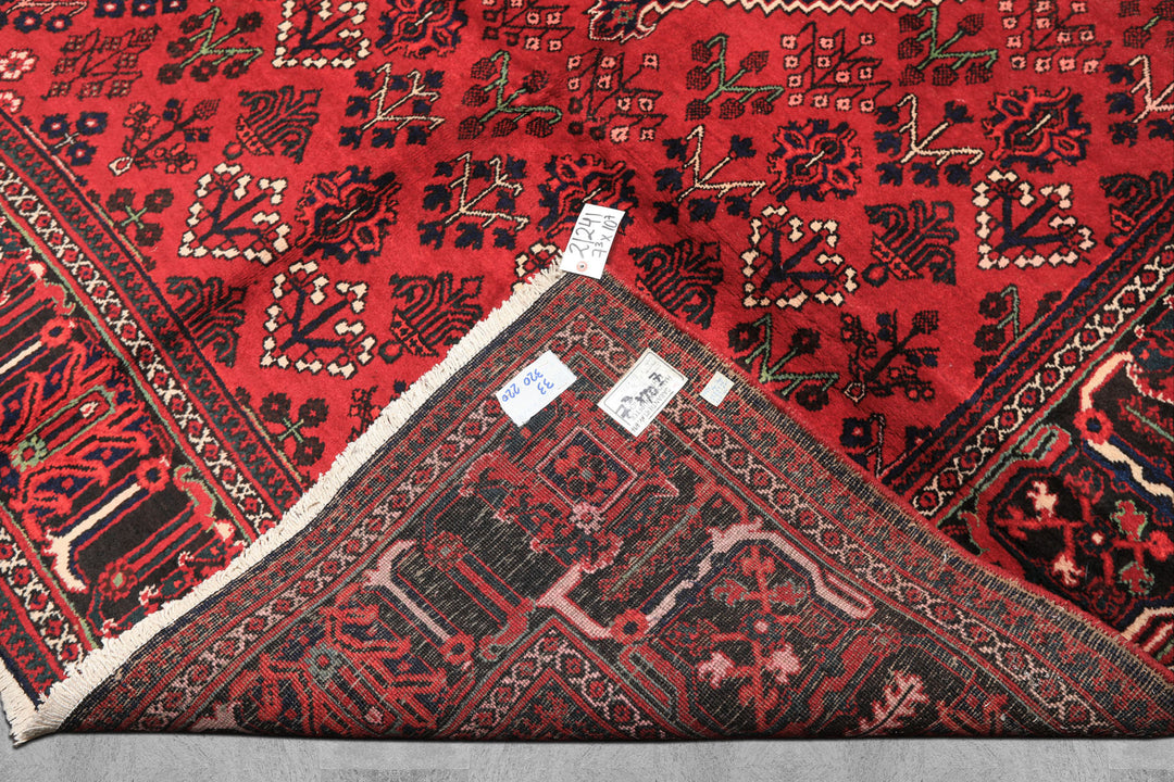 7x10 Burgundy, Charcoal, Ivory Color Hand Knotted Meimeh Wool Traditional Oriental Rug