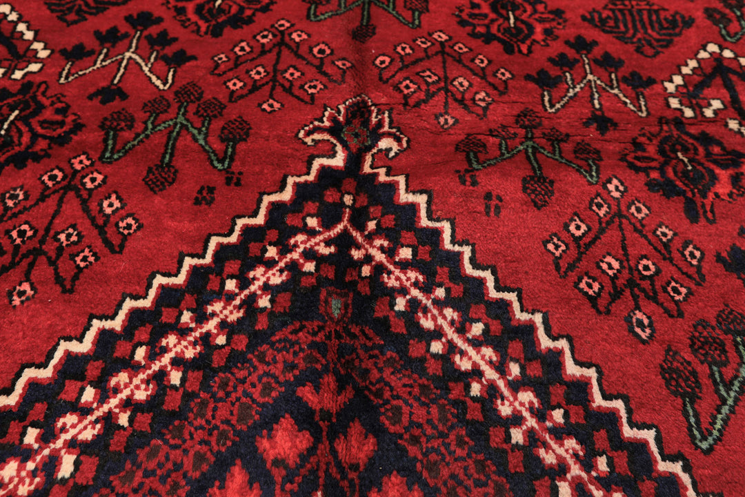 7x10 Burgundy, Charcoal, Ivory Color Hand Knotted Meimeh Wool Traditional Oriental Rug