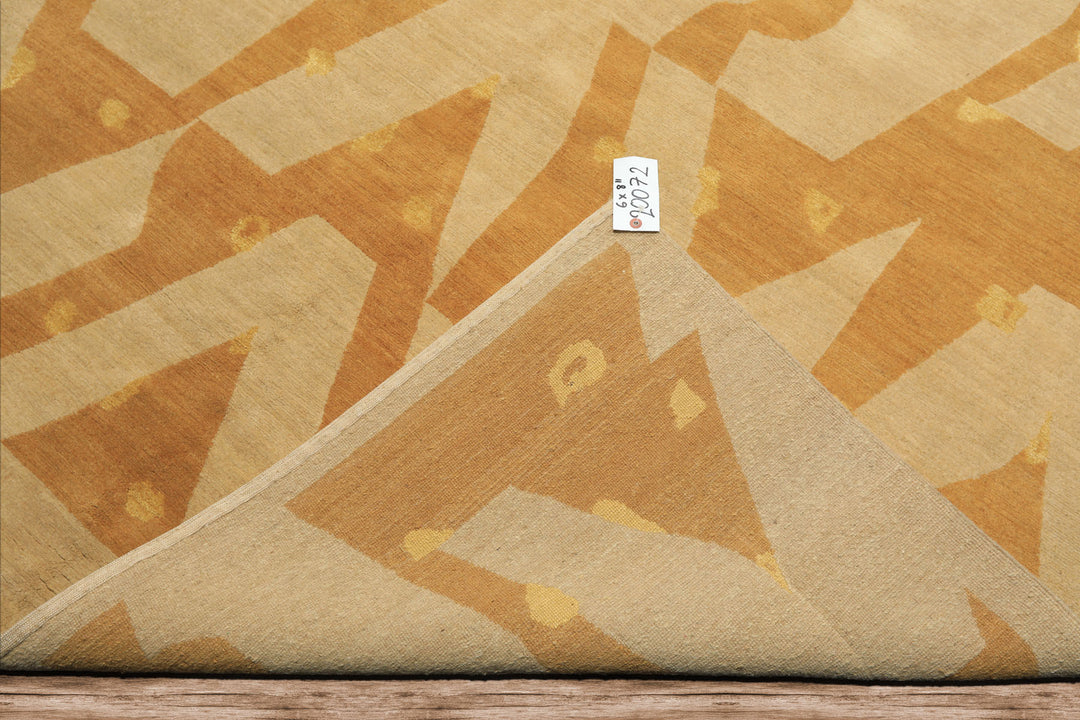6x9 Beige, Gold, Tan Color Hand Knotted Tibetan Wool & Silk Modern & Contemporary Oriental Rug