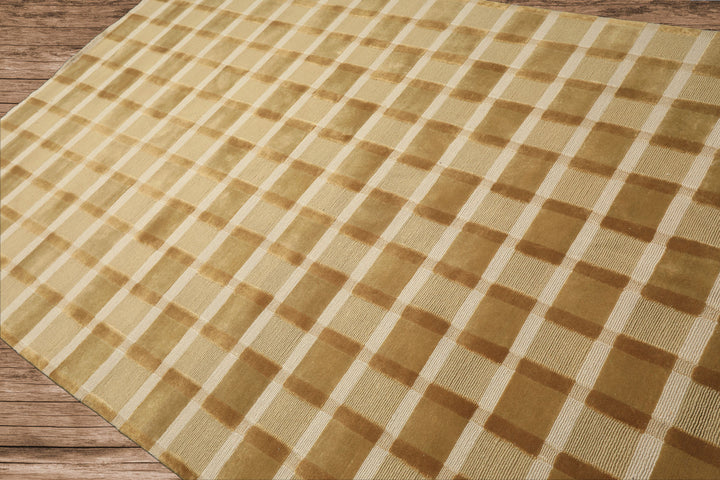 6x9 Moss, Ivory, Tan Color Hand Knotted Tibetan Wool Modern & Contemporary Oriental Rug