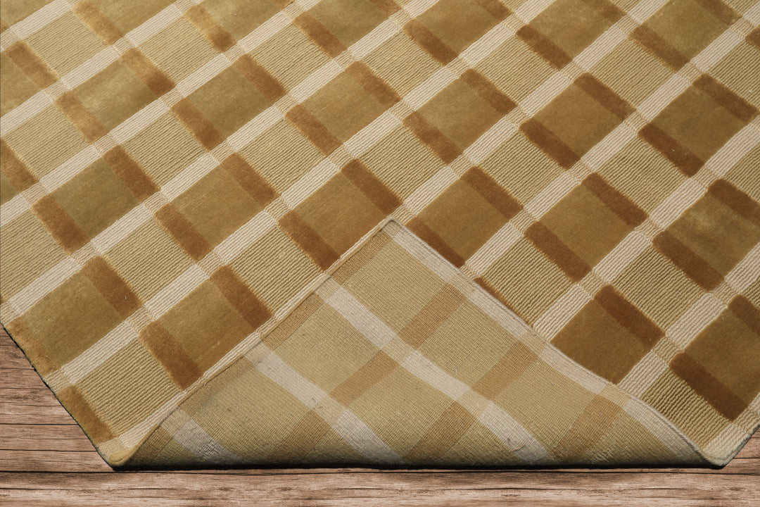 6x9 Moss, Ivory, Tan Color Hand Knotted Tibetan Wool Modern & Contemporary Oriental Rug