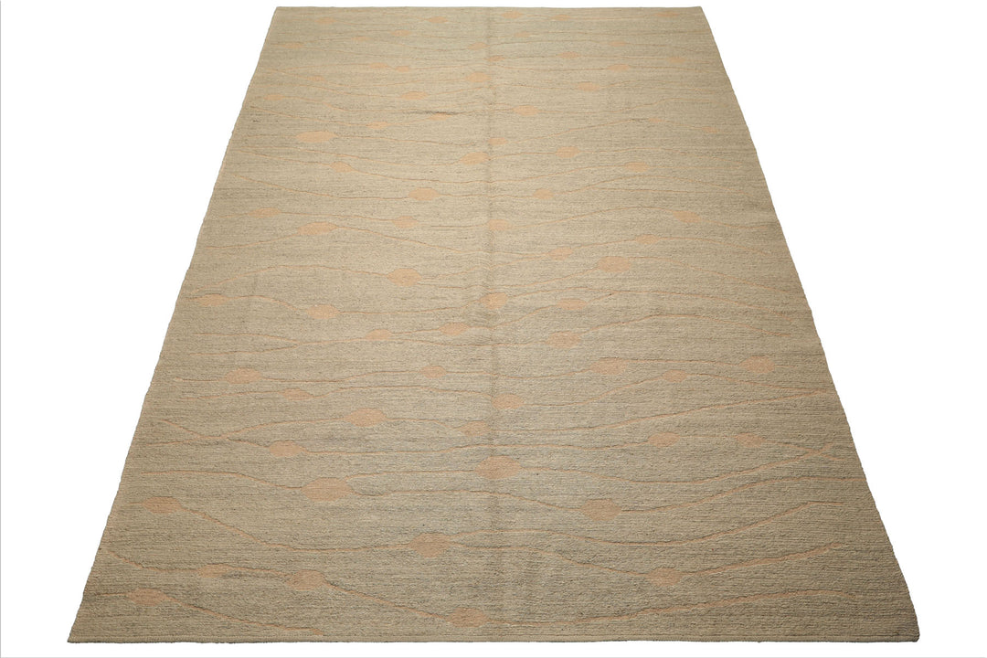 8x11 Moss, Tan, Color Hand Knotted Tibetan Wool Modern & Contemporary Oriental Rug