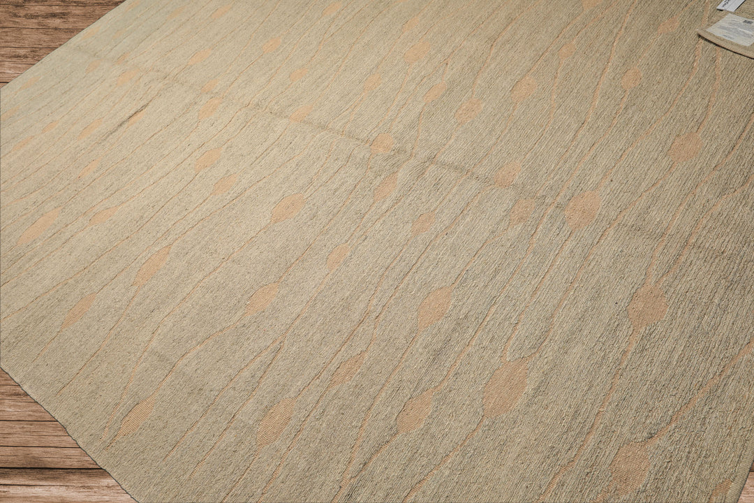 8x11 Moss, Tan, Color Hand Knotted Tibetan Wool Modern & Contemporary Oriental Rug