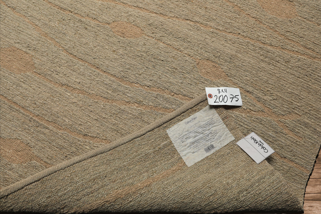 8x11 Moss, Tan, Color Hand Knotted Tibetan Wool Modern & Contemporary Oriental Rug