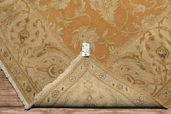 8x9 Gold, Beige, Ivory Color Hand Knotted Agra Wool Traditional Oriental Rug
