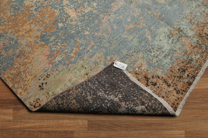 Celeste Rugs 9x12 Hand Knotted Wool & Silk Sherpa Modern & Contemporary Oriental Area Rug Aqua Peach Color