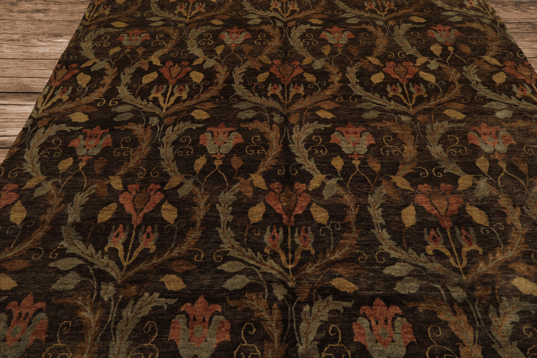 8x10 Brown, Gold, Blush Color Hand Knotted Oushak Wool Traditional Oriental Rug