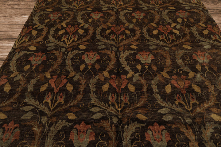 8x10 Brown, Gold, Blush Color Hand Knotted Oushak Wool Traditional Oriental Rug