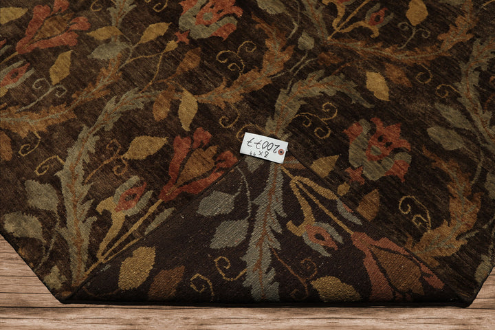 8x10 Brown, Gold, Blush Color Hand Knotted Oushak Wool Traditional Oriental Rug