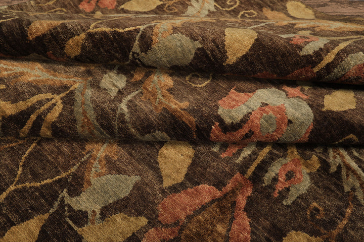 8x10 Brown, Gold, Blush Color Hand Knotted Oushak Wool Traditional Oriental Rug