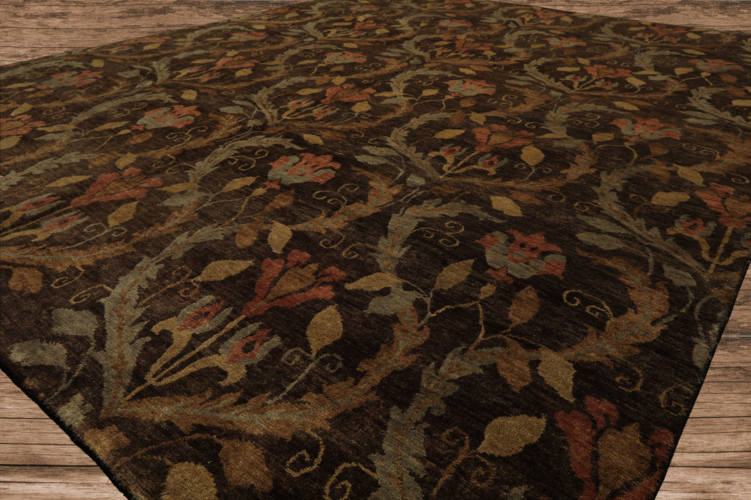 8x10 Brown, Gold, Blush Color Hand Knotted Oushak Wool Traditional Oriental Rug