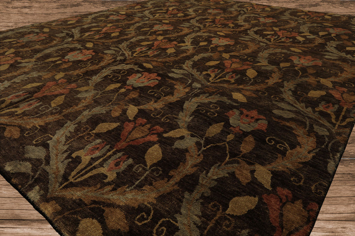 8x10 Brown, Gold, Blush Color Hand Knotted Oushak Wool Traditional Oriental Rug