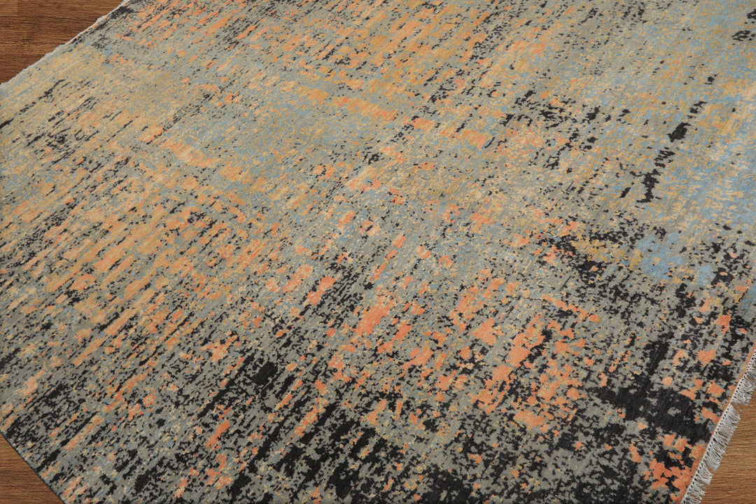 Celeste Rugs 8x10 Wool & Silk Sherpa Modern & Contemporary Hand Knotted Oriental Area Rug Gray Blue Color