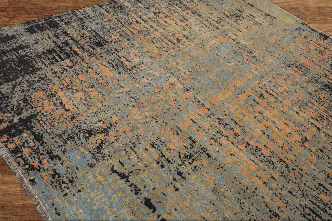 Celeste Rugs 8x10 Wool & Silk Sherpa Modern & Contemporary Hand Knotted Oriental Area Rug Gray Blue Color
