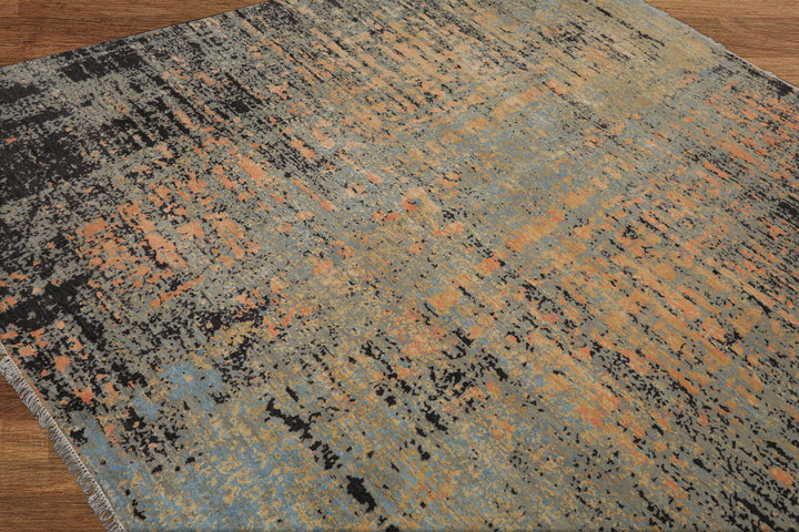 Celeste Rugs 8x10 Wool & Silk Sherpa Modern & Contemporary Hand Knotted Oriental Area Rug Gray Blue Color