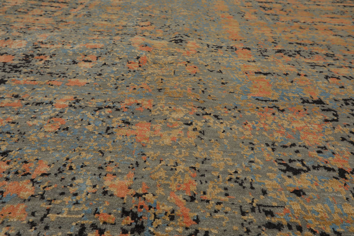 Celeste Rugs 8x10 Wool & Silk Sherpa Modern & Contemporary Hand Knotted Oriental Area Rug Gray Blue Color
