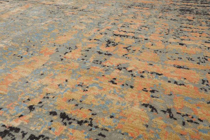 Celeste Rugs 8x10 Wool & Silk Sherpa Modern & Contemporary Hand Knotted Oriental Area Rug Gray Blue Color