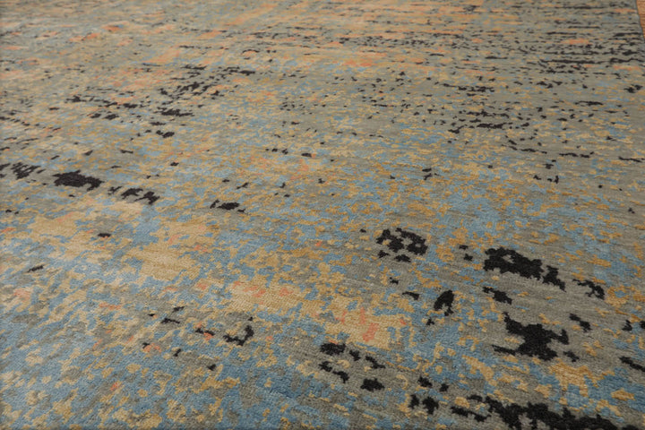 Celeste Rugs 8x10 Wool & Silk Sherpa Modern & Contemporary Hand Knotted Oriental Area Rug Gray Blue Color