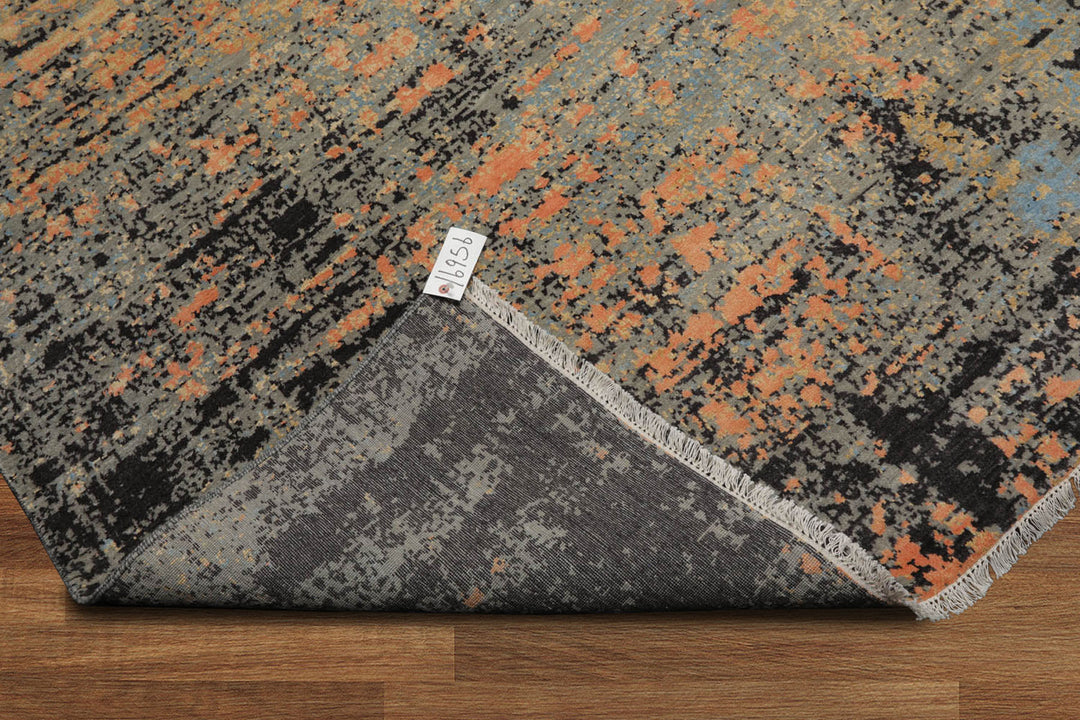Celeste Rugs 8x10 Wool & Silk Sherpa Modern & Contemporary Hand Knotted Oriental Area Rug Gray Blue Color