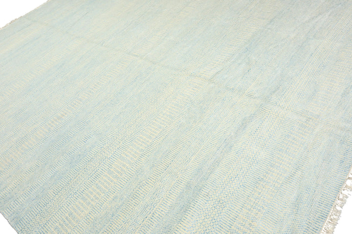 9x12 Ivory, Aqua, Color Hand Knotted Tibetan Wool &amp; Silk Modern &amp; Contemporary Oriental Rug