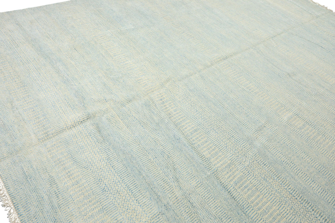 9x12 Ivory, Aqua, Color Hand Knotted Tibetan Wool &amp; Silk Modern &amp; Contemporary Oriental Rug