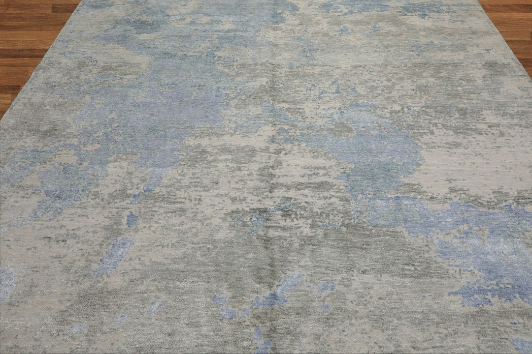Celeste Rugs Beige Taupe Color 9x12 Hand Knotted Wool & Silk Sherpa Modern & Contemporary Oriental Area Rug