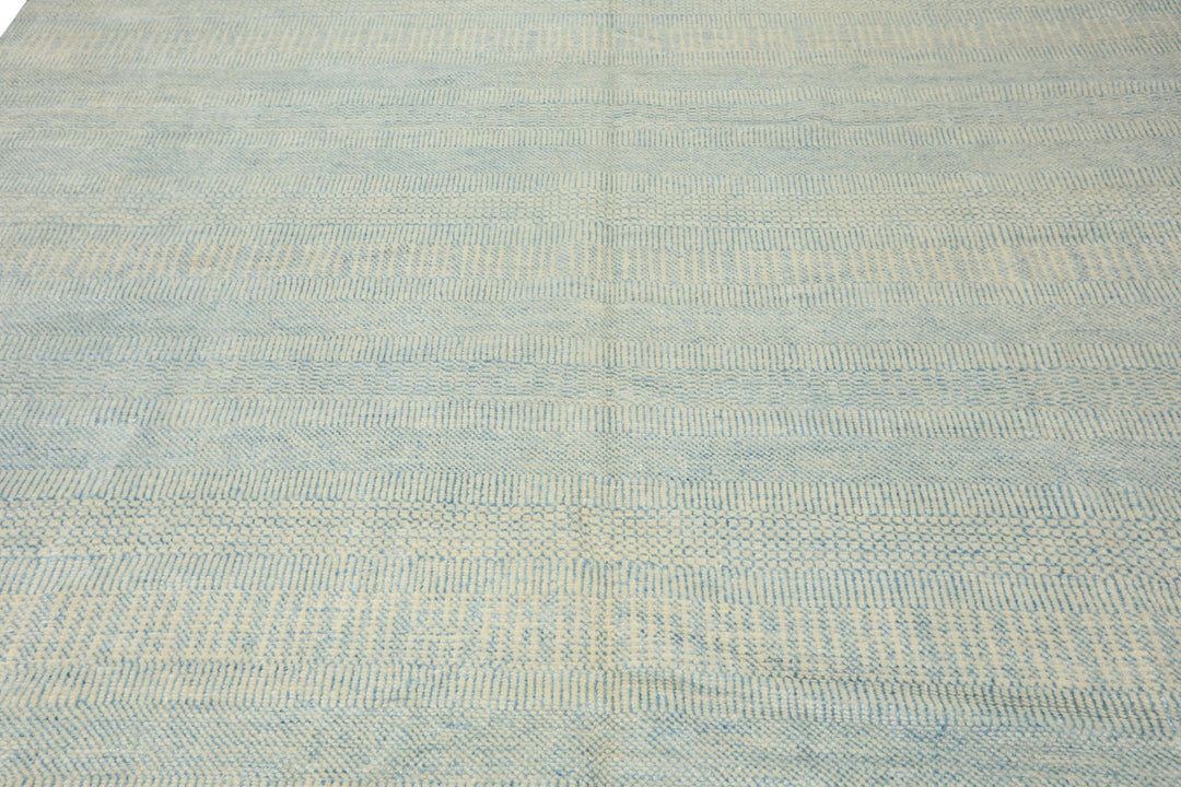 9x12 Ivory, Aqua, Color Hand Knotted Tibetan Wool &amp; Silk Modern &amp; Contemporary Oriental Rug