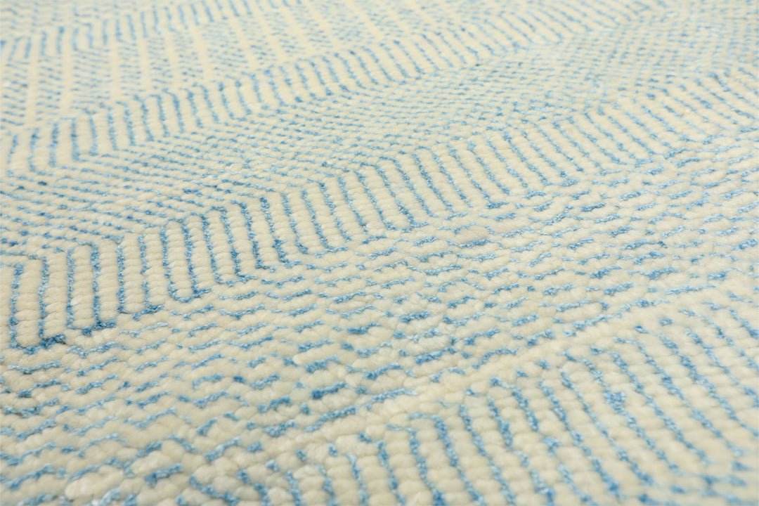 9x12 Ivory, Aqua, Color Hand Knotted Tibetan Wool &amp; Silk Modern &amp; Contemporary Oriental Rug