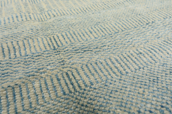 9x12 Ivory, Aqua, Color Hand Knotted Tibetan Wool &amp; Silk Modern &amp; Contemporary Oriental Rug