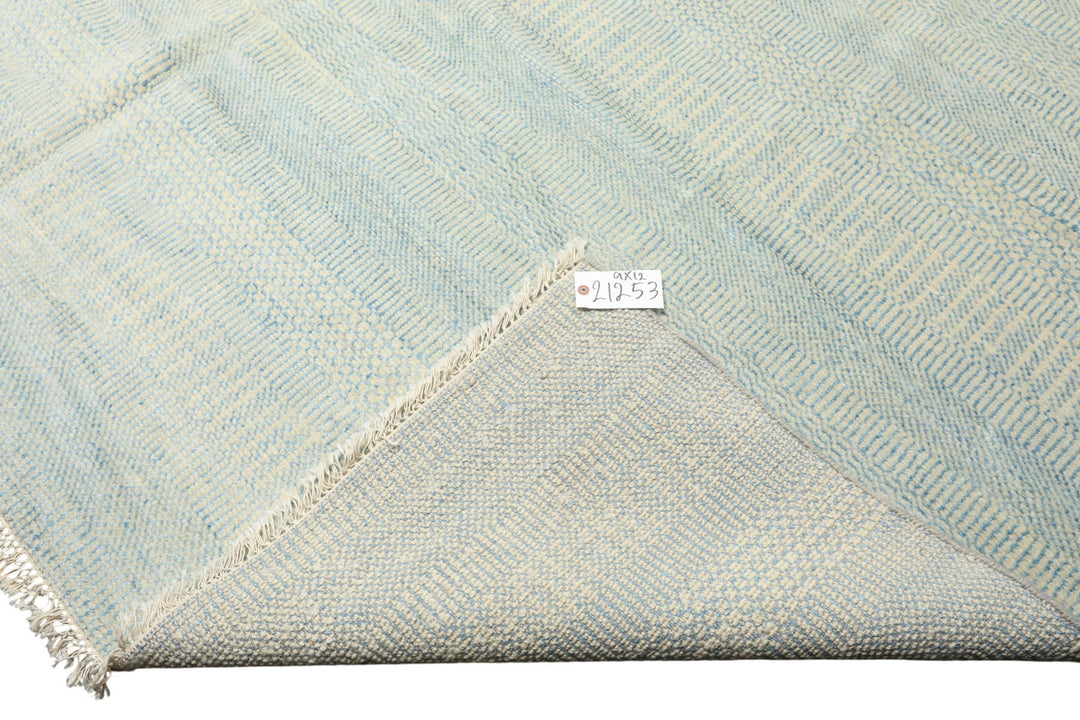 9x12 Ivory, Aqua, Color Hand Knotted Tibetan Wool &amp; Silk Modern &amp; Contemporary Oriental Rug