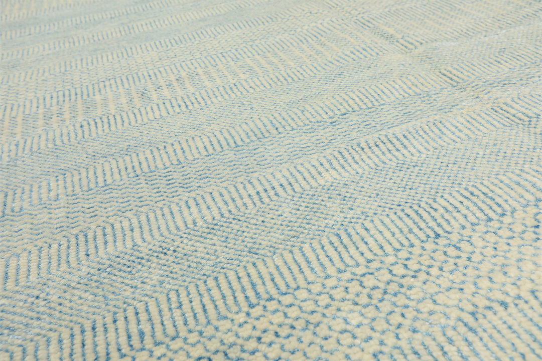9x12 Ivory, Aqua, Color Hand Knotted Tibetan Wool &amp; Silk Modern &amp; Contemporary Oriental Rug