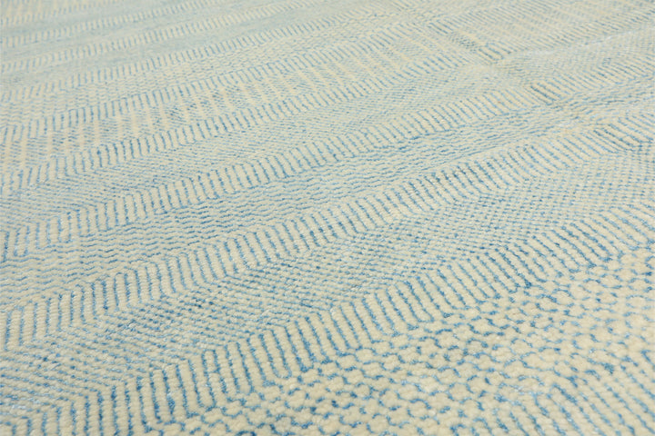 9x12 Ivory, Aqua, Color Hand Knotted Tibetan Wool &amp; Silk Modern &amp; Contemporary Oriental Rug