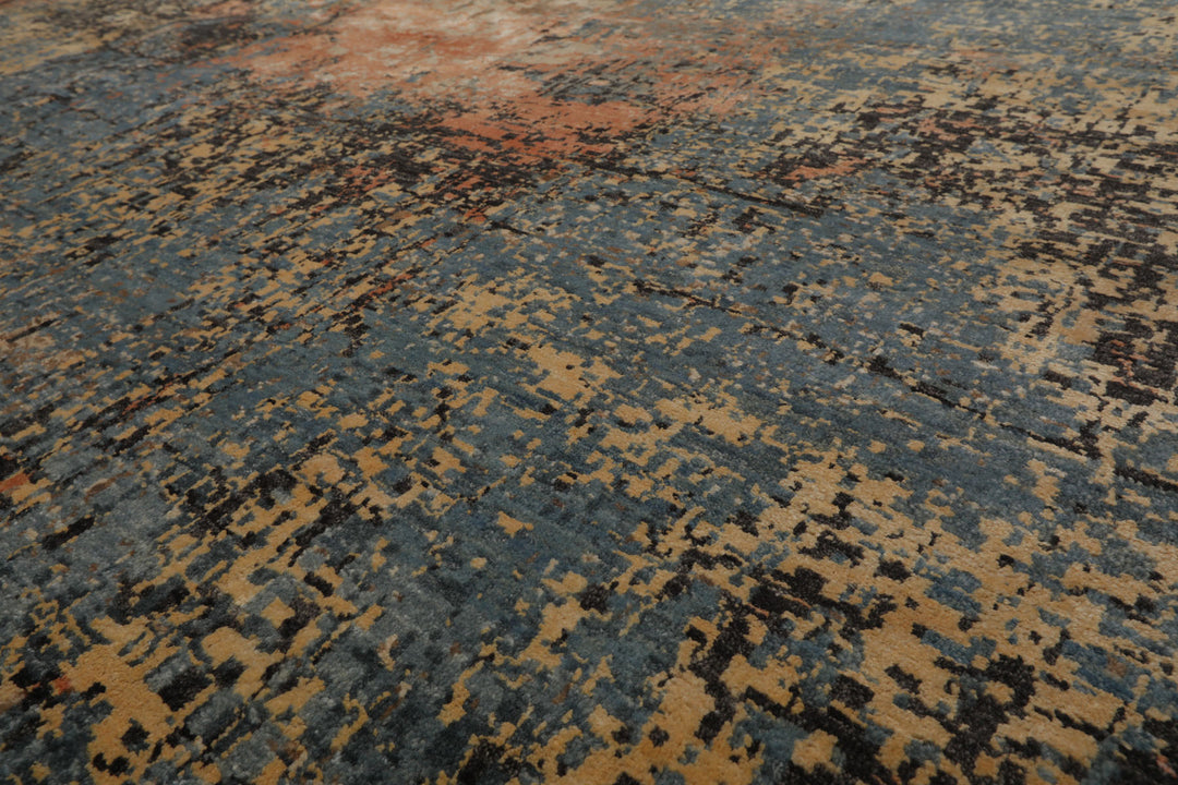 Celeste Rugs 8x10 Hand Knotted Tibetan 100% Wool Sherpa Modern & Contemporary Oriental Area Rug Celadon Peach Color