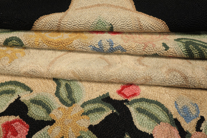 10x14 Beige, Green, Gold Color Hand Hooked Garden wool Traditional Oriental Rug