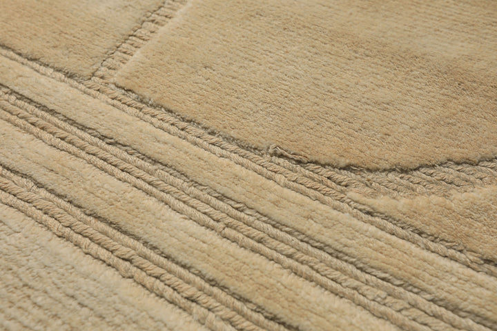 10x14 Ivory, Beige, Color Hand Knotted Tibetan Wool & Linen Art Deco Oriental Rug