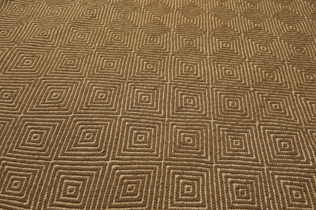 8x10 Gold, Ivory, Color Hand Woven Kilim Wool Modern & Contemporary Oriental Rug