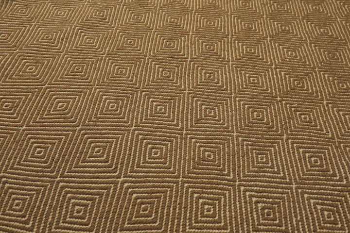 8x10 Gold, Ivory, Color Hand Woven Kilim Wool Modern & Contemporary Oriental Rug