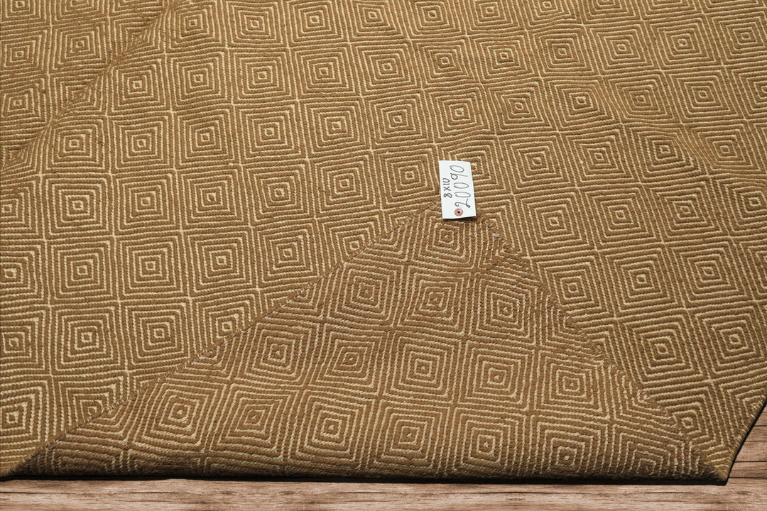 8x10 Gold, Ivory, Color Hand Woven Kilim Wool Modern & Contemporary Oriental Rug