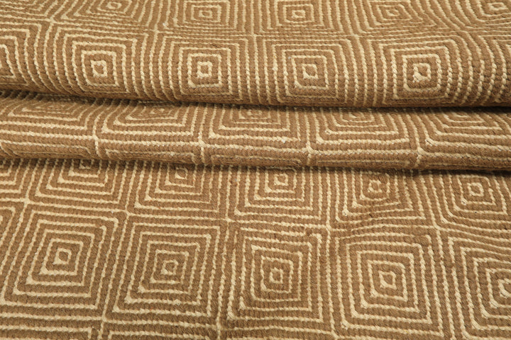 8x10 Gold, Ivory, Color Hand Woven Kilim Wool Modern & Contemporary Oriental Rug