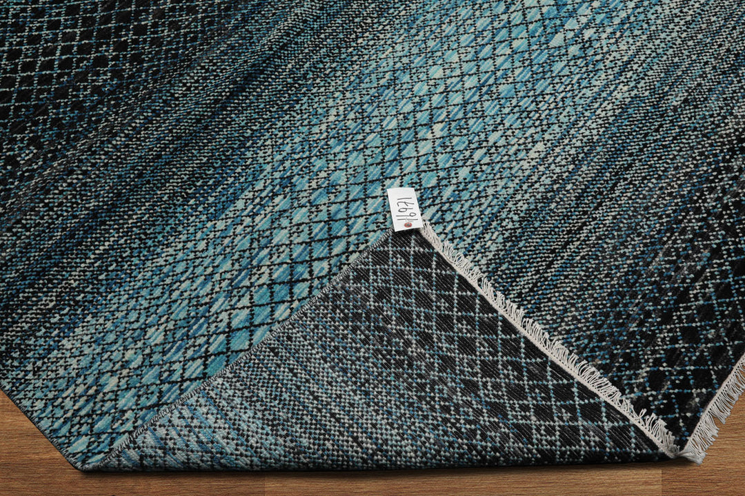 Celeste Rugs 8x10 Hand Knotted Grass 100% Wool Modern & Contemporary Oriental Area Rug Blue Charcoal Color