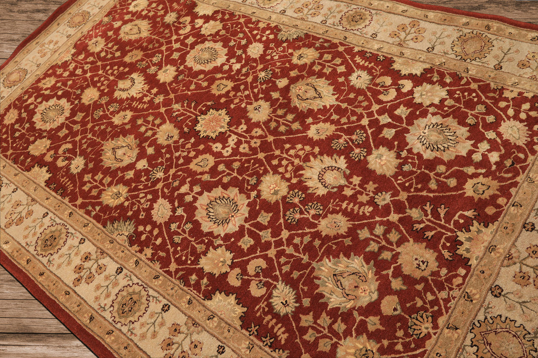 5x8 Burnt Orange, Ivory, Gold Color Hand Tufted Nourison Wool & Silk Traditional Oriental Rug